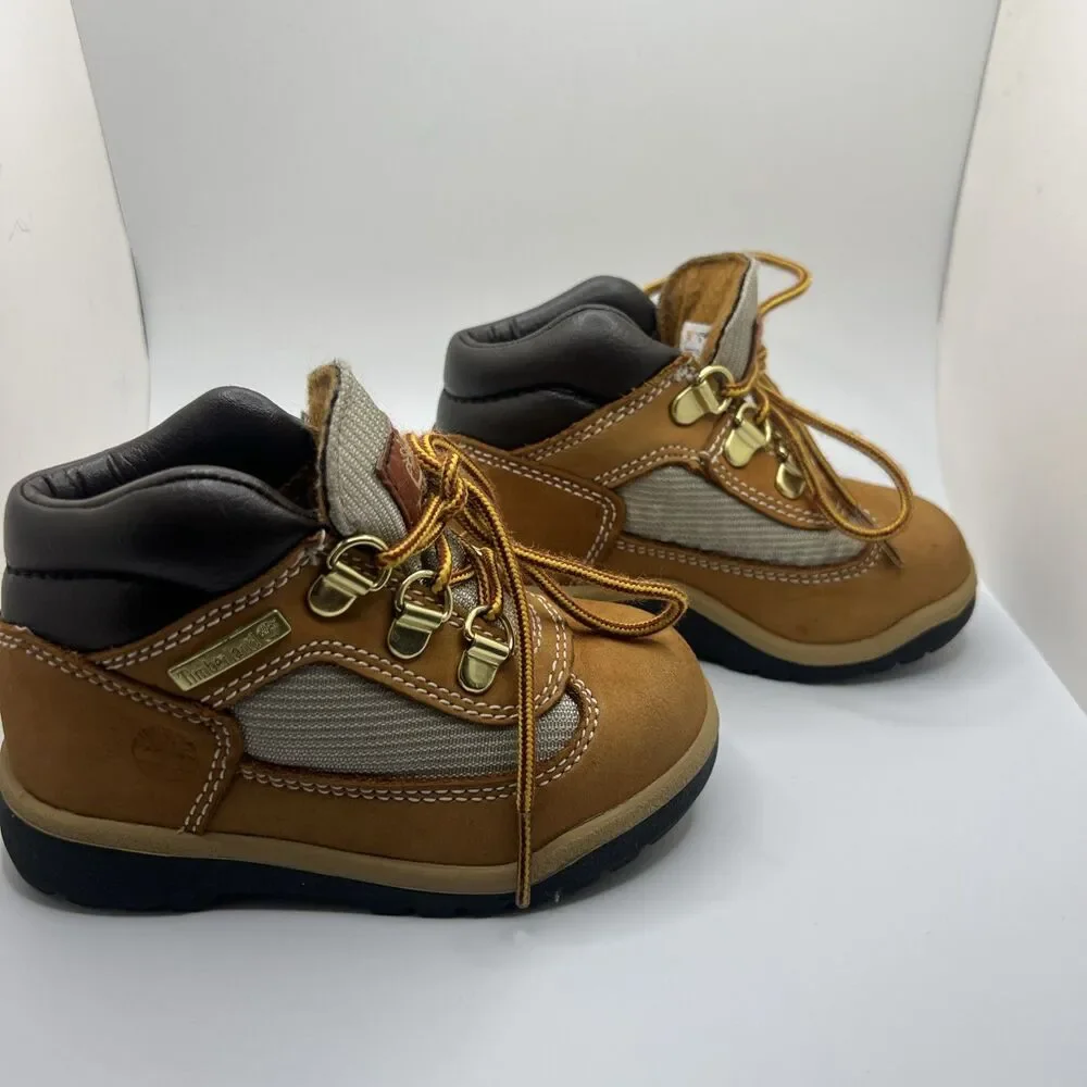 TIMBERLAND Toddler Field Boot US Size 8 Wheat Tan Nubuck Leather Hiking EUC
